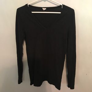Black V Neck Long Sleeve Shirt